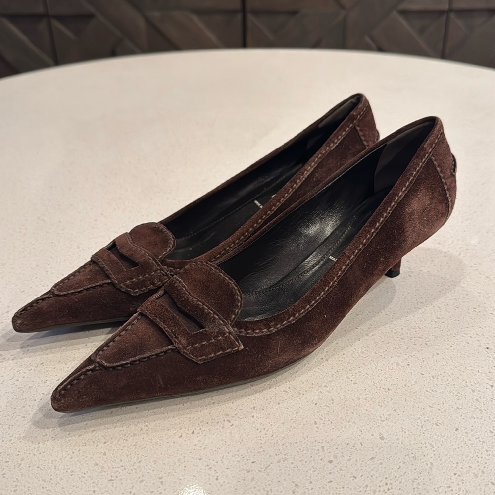 Prada Brown Suede Kitten Heels